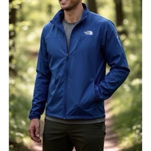 The North Face Men’s Nylon Windbreaker Size M Blue Full Zip Flight Series Lightw - Picture 1 of 9